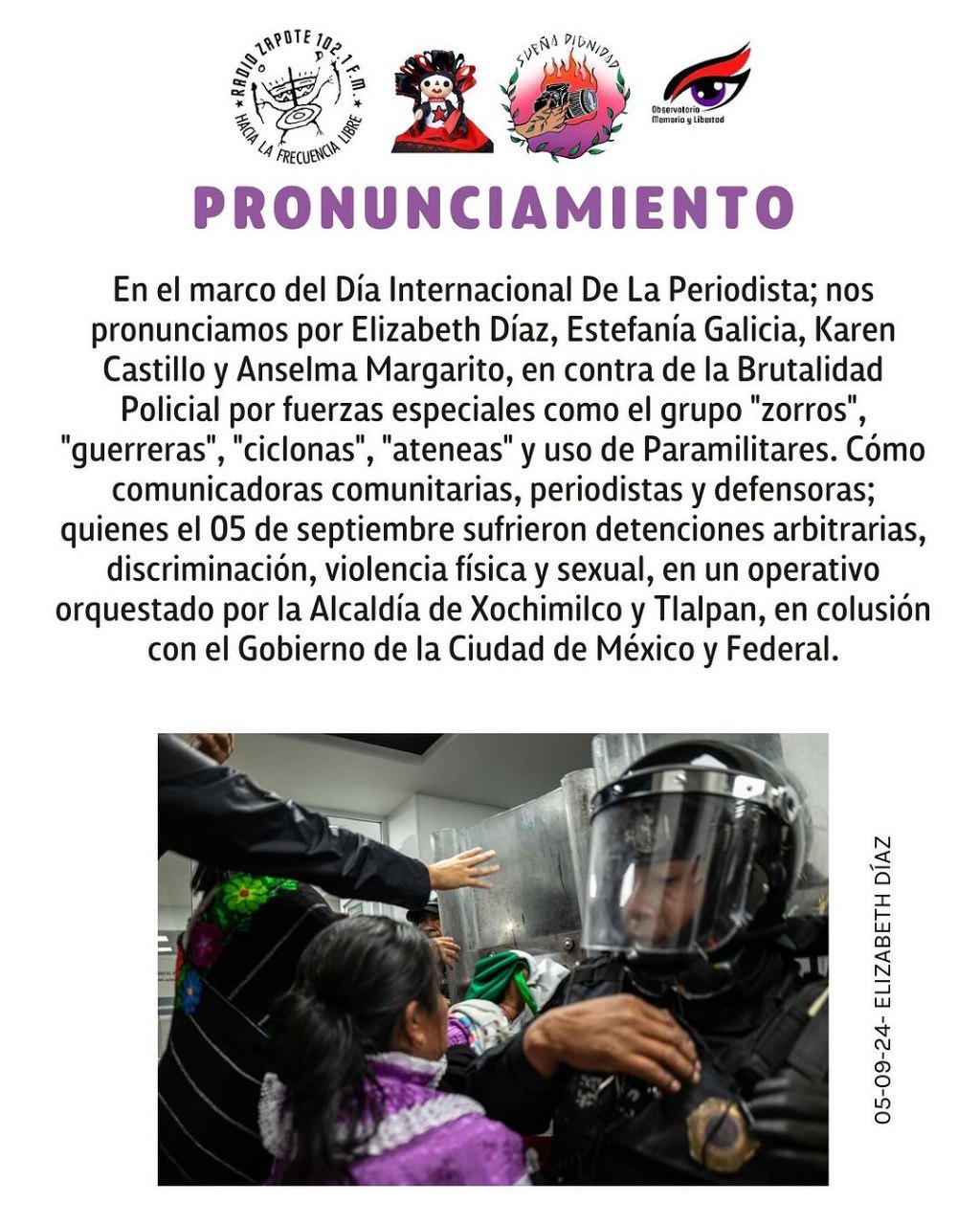 PRONUNCIAMIENTO en el marco del Día Internacional de la Periodista ...